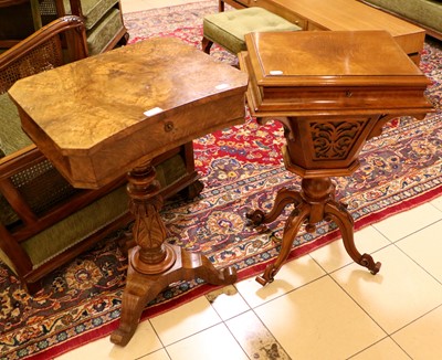 Lot 1453 - A Victorian Walnut Centre Pedestal Work Table,...