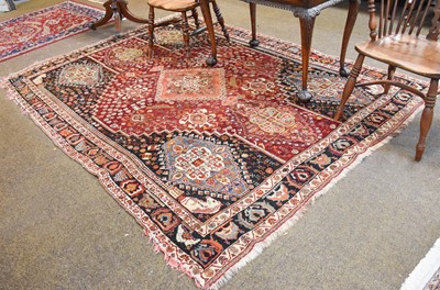 Lot 1271 - Kashgai Carpet, the brick red field with a...