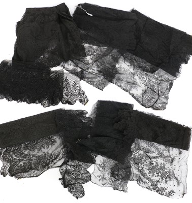 Lot 2056 - Early 20th Century Black Lace comprising a...