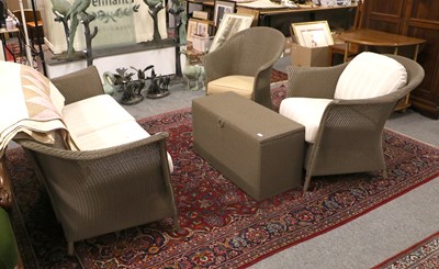 Lot 1226 - A Lloyd Loom Four Piece Grey Painted Wicker...