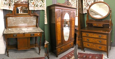 Lot 1232 - An Edwardian Mahogany and Walnut Mirror...