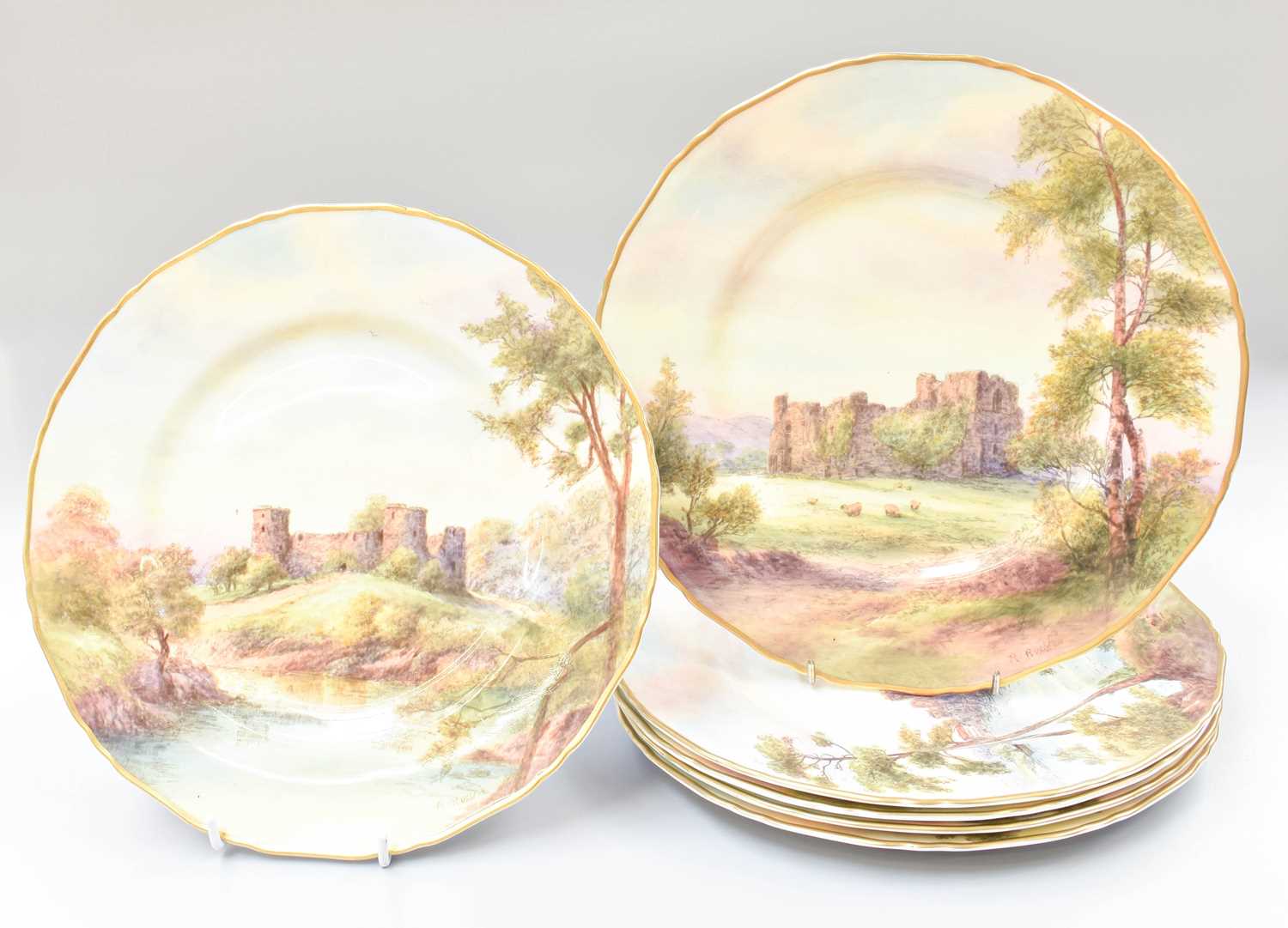 Lot 227 - A Set of Six Royal Worcester Porcelain Plates,...