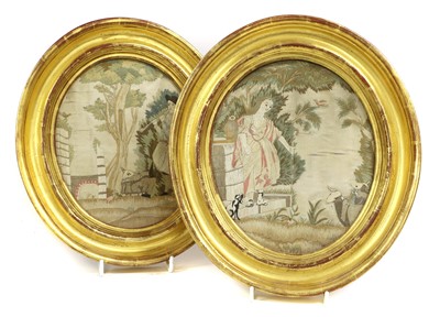 Lot 320 - ~ A Regency Silkwork Picture, worked en...