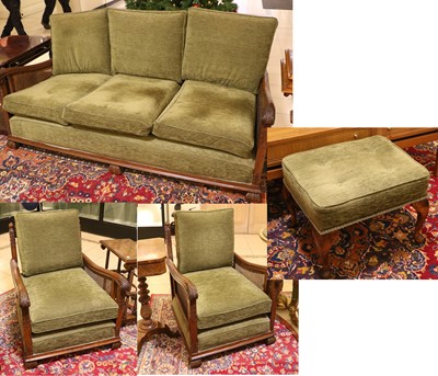 Lot 1455 - A 1930sThree Piece Bergere Suite, later...