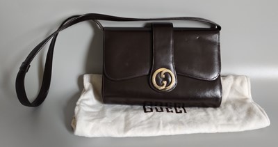 Lot 1072 - Circa 1980s Gucci Brown Leather Shoulder Bag,...