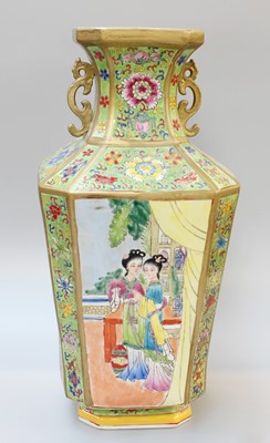 Lot 263 - A Chinese Porcelain Canted Square Vase,...