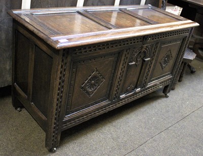 Lot 1305 - A 20th Century Oak Three Panel Coffer, 122cm...