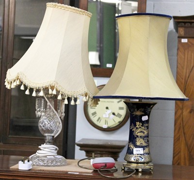 Lot 264 - A Cut Glass Table Lamp, of table lustre form;...