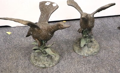 Lot 355 - A Small Pair of Cast Metal Garden Statues,...