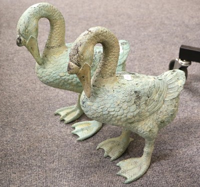 Lot 356 - A Small Pair of Cast Metal Garden Statues,...