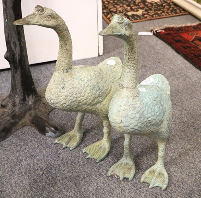 Lot 357 - A Small Pair of Cast Metal Garden Statues,...