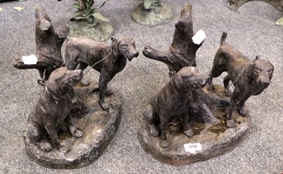 Lot 358 - A Pair of Cast Metal Garden Sculptures, hounds...