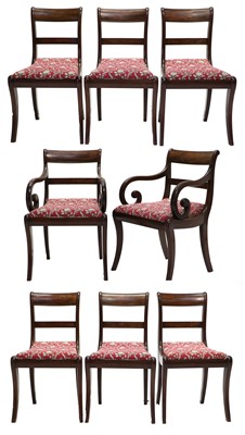 Lot 1263 - A Set of Eight (6+2) Regency Mahogany Dining...