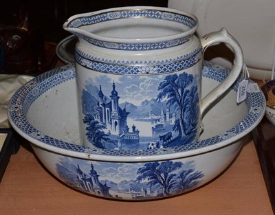 Lot 259 - A Cetem ware (Maling) blue and white jug and basin