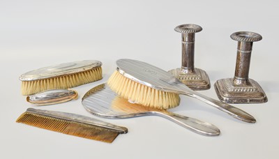 Lot 70 - Five Silver Backed Dressing Table Items, and a...