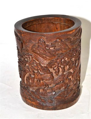 Lot 261 - A Chinese carved bamboo brush pot, Qing Dynasty, 18th/19th century