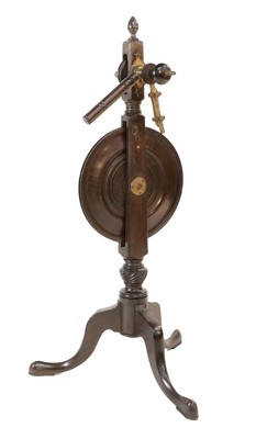 Lot 1239 - A George III Mahogany Spinning Wheel, circa...