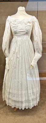 Lot 2249 - Circa 1830s Century White Cotton Dress with...