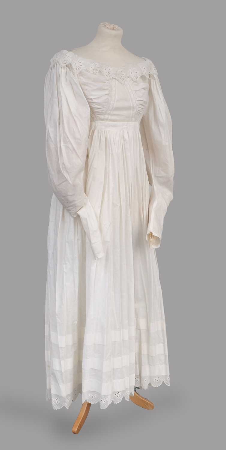 Lot 2249 - Circa 1830s Century White Cotton Dress with...