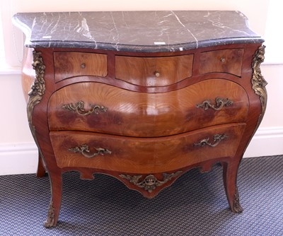 Lot 1406 - A Reproduction French Walnut Commode, of bombe...