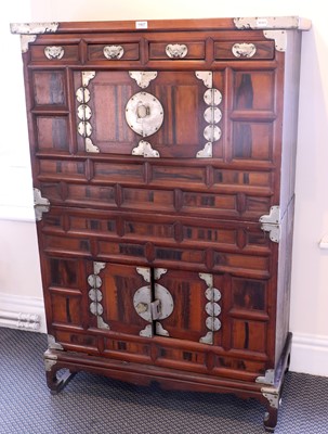 Lot 1407 - A Modern Chinese Hardwood Cabinet, with metal...