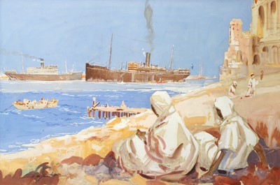 Lot 1323 - J.B. Taylor (20th Century) Port scene with the...