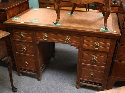 Lot 1192 - A 20th Century Leather-Inset Oak Desk, 122cm...