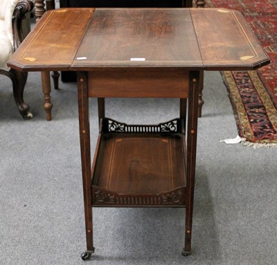 Lot 1258 - An Inlaid Rosewood Drop Leaf Trolley, with...