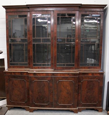 Lot 1265 - A 19th Century Mahogany Breakfront Bookcase,...