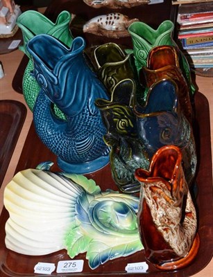 Lot 275 - Eight various fish glug jugs; and a Carlton Ware wall pocket