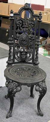 Lot 1438 - A 19th Century Painted Cast Iron Chair, the...