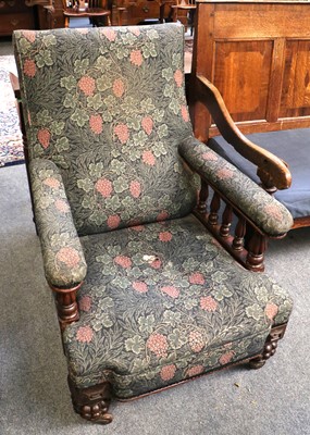 Lot 1158 - A Victorian Armchair, on gadrooned supports