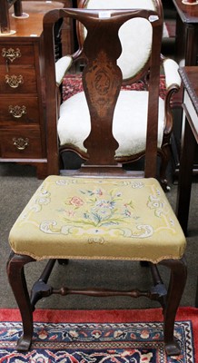 Lot 54 - A Pair of George II Side Chairs, inlaid and...