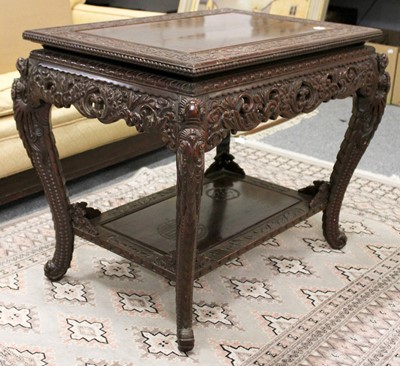 Lot 1045 - A Chinese Carved Hardwood Table, 82cm by 60cm...