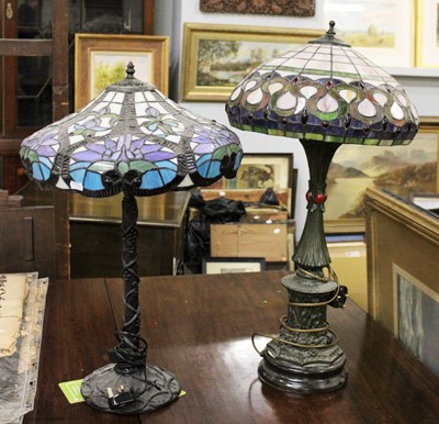 Lot 163 - Two Table Lamps with Tiffany Style Shades