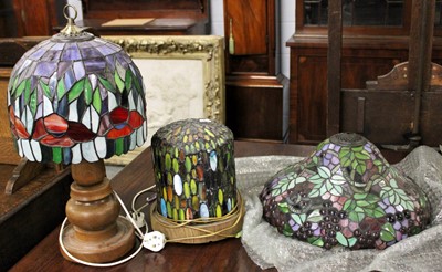 Lot 164 - Two Table Lamps with Tiffany Style Shades, and...
