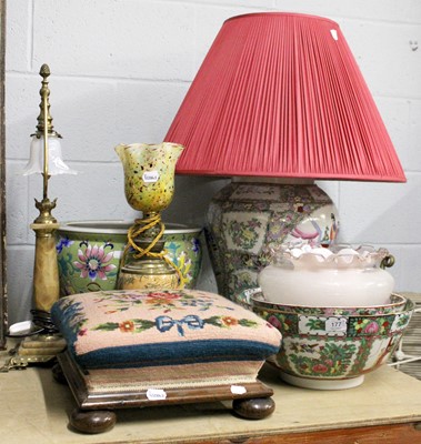 Lot 177 - A Modern Chinese Famille Rose Table Lamp, 41cm...