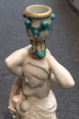 Lot 54 - A Minton Parian Ware Figural Candlestick, 43cm...