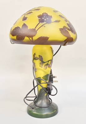 Lot 142 - A Reproduction Gallé Mushroom Lamp, 45cm high