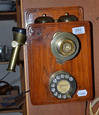 Lot 293 - Vintage telephone with brass mounts (wired for modern use)