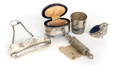 Lot 2068 - Silver and Plated Sewing Accessories,...