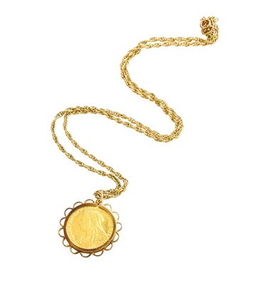 Lot 209 - A Sovereign Pendant on Chain, dated 1895,...