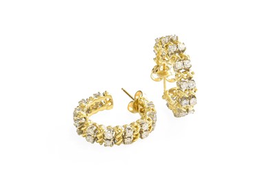 Lot 211 - A Pair of Diamond Hoop Earrings, pairs of...