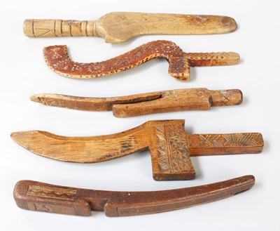 Lot 1195 - Five 19th Knitting Sticks/Sheaths including...