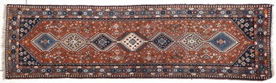 Lot 1016 - Narrow Yalameh Runner, modern The pale...