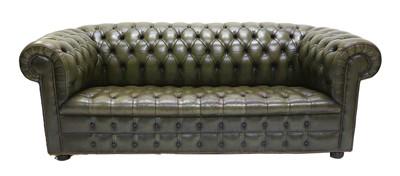 Lot 1131 - A Chesterfield Sofa, recovered in green...