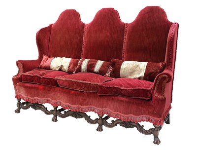 Lot 195 - A William & Mary-Style Three-Seater Wing-Back...