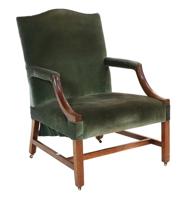 Lot 1224 - A George III Mahogany Library Armchair, late...