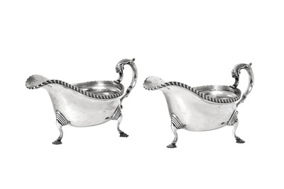 Lot 2292 - A Pair of George V Silver Sauceboats