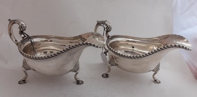 Lot 2292 - A Pair of George V Silver Sauceboats